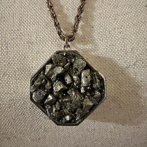 Vintage Octagon Shaped Pyrite Pendant